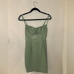 Tic Toc Green Leather Mini Dress - size small